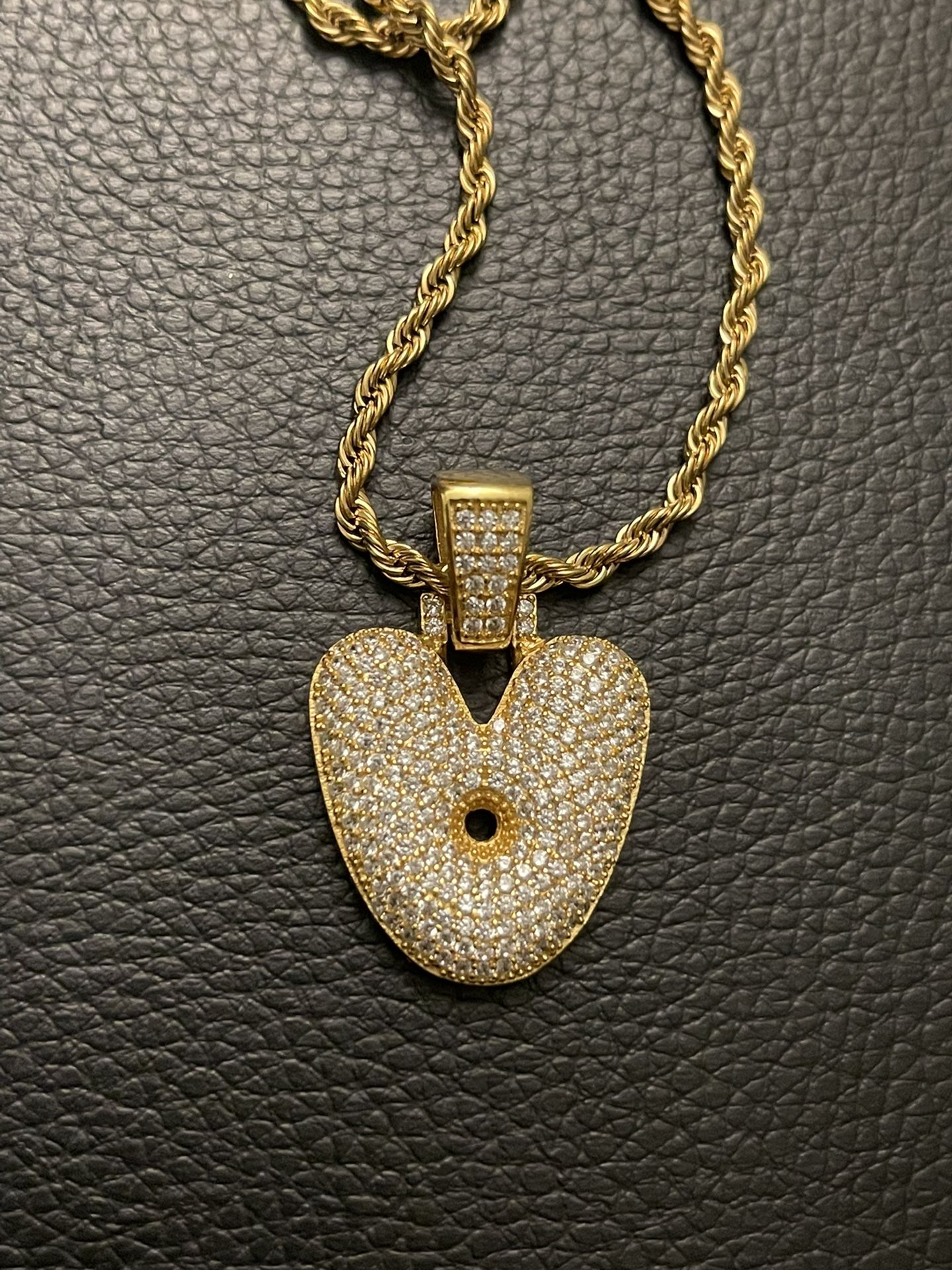 Real Silver S925 Pendent Upside Down Letter A Gold Plated!