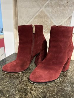 Jessica Simpson Burgundy Suede Booties (Size 10)