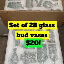 Set Of 28 Unique Glass Bud Vases