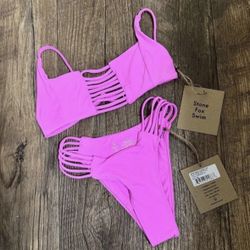 Nwt STONE FOX SWIM bikini set. Enzo Bottoms xs, Dario Top Small, GRANITA color