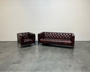 Hooker Furniture, Nicola Leather Sofa and Chair Set