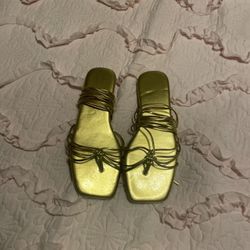 Gold Lace Up Sandals