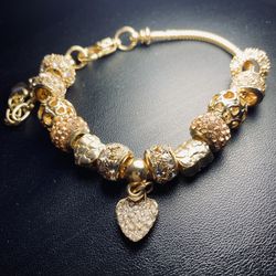 Charm Bracelet Gold Cubic Zirconia Charm Bracelet 