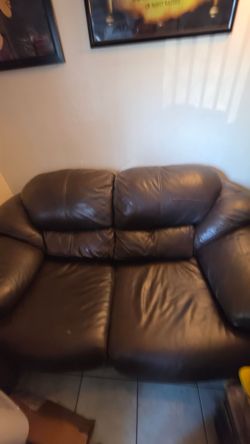 Leather love seat.