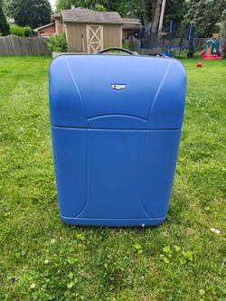 Large Odyssey Blue Hardside Rolling Suitcase