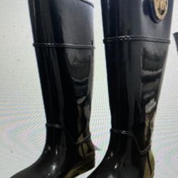Michael Kors Black Rubber Stockard Tall Gloss Rainboot Style: 40F4STFB5Q Size 6M