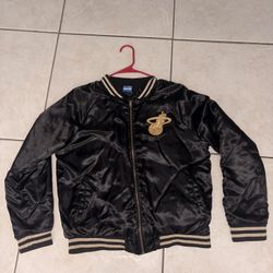 Miami heat bomber, Black and Gold,  Large Kids