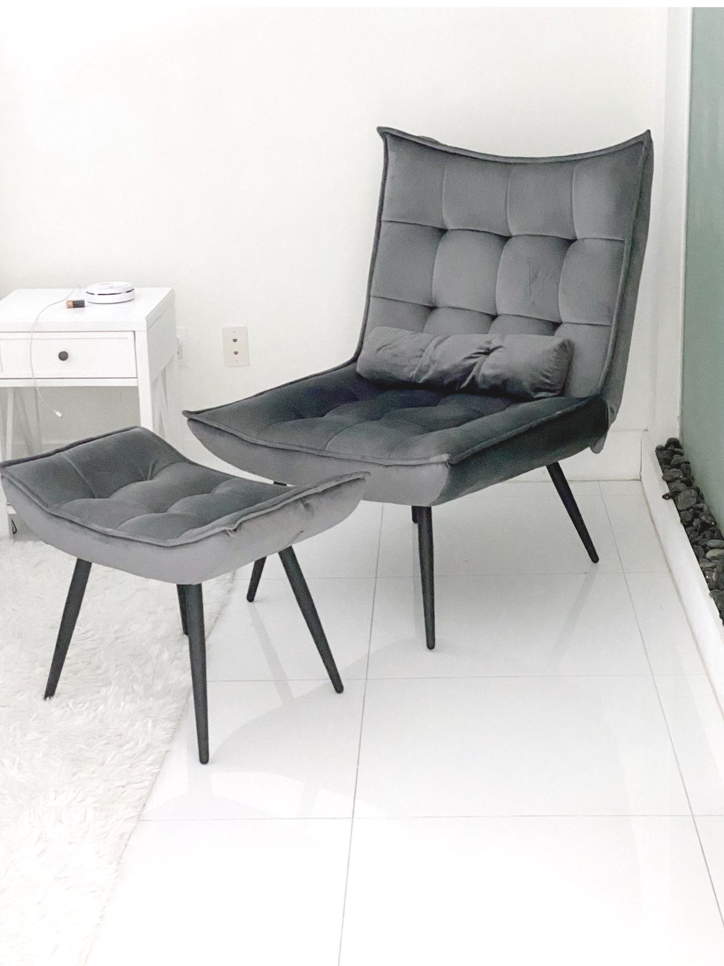 Modern Wingback Chair Plus Ottoman