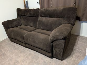 Brown Textured Fabric Power Reclining Loveseat