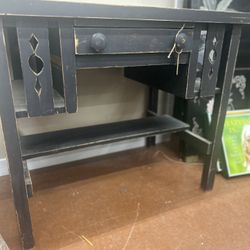 Rustic Arts & Crafts Solid Wood Desk/Console Table– Distressed Black Finish