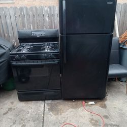 Black set high point stove and aFrigidaire fridge