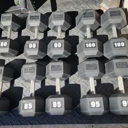 BLACK FRIDAY & SAVE.  Hex Dumbells SET  75s To 100s. Delivery For Extra

( 1050 POUNDS TOTAL)$900 

NOT SOLD SEPARATELY 