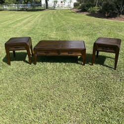 Living room coffee table and two end tables