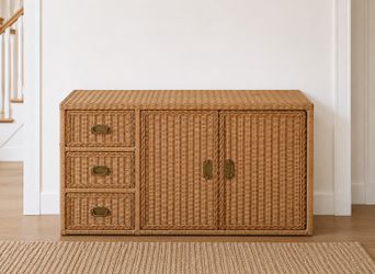 Vintage Woven Cane Credenza