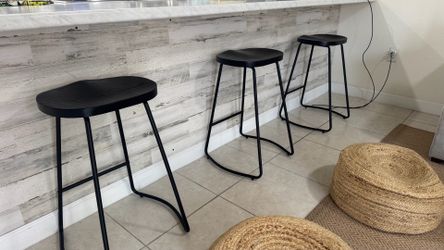 Set of 3 Black Bar Stools