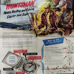 Vintage Silva Huntsman hunting/hiking/travel compass instruction sheet, '50's