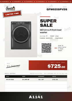 GE GFW655SPVDS Washer