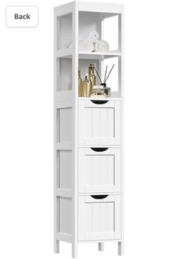 Bathroom Tall Storage Cabinet, Freestanding Floor Cabinet with 3