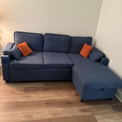 Reversible Sectional Sofa Bed with Chaise, Convertible Pull Out Couch, L Shape Sleeper Sofa for Living Room