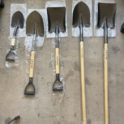 Kylin Multi-Purpose Garden Spade Shovels Set for Digging and Transfer with Durable Hard Wood Heavy Duty Handle (5 Pack)