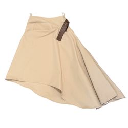 Loewe cream asymmetrical skirt with brown belt