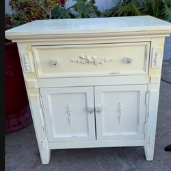 Antique solid wood Nightstand cabinet measurements on last page