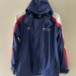 Made In Portugal 🇵🇹 - Bmw Motorrad  Waterproof Windbreaker Rain Hooded Jacket Men’s Size M  ( Runs Big Like Large )
