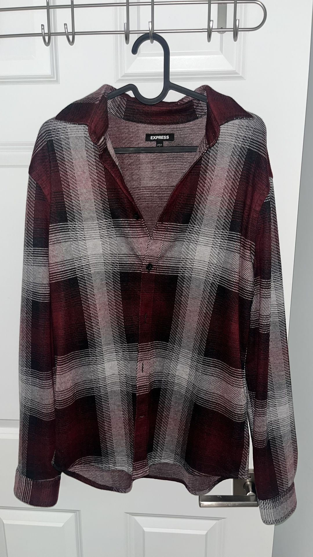 Express Men's Red Plaid Shirt