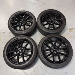 19" OEM Ford Black Factory Rims Wheels Continental Tires Fits Mustang S550 GT