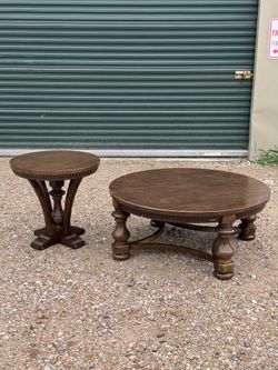 Wood Coffee Table + Side Table Set