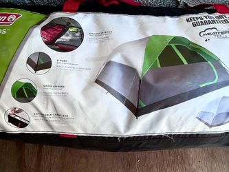 Coleman 6-8 person Tent and SlumberJack sleeping bag combo