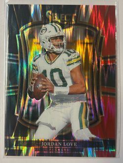 2025 Panini Select Jordan Love #168 Premier Level – Green & Red Shock Prizm