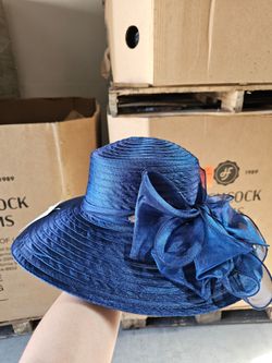 Brand New Wide Brim Sun Hat with Bow (Navy blue)
