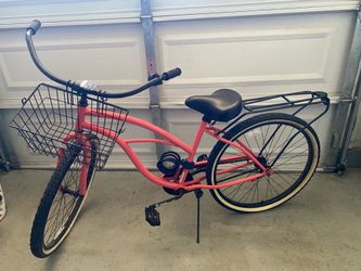 26" Girls' Cruiser Bike – Pink & black  with Basket