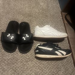 Boys Reebok Size 5, And Under Amour Flats (size 4Y) 
