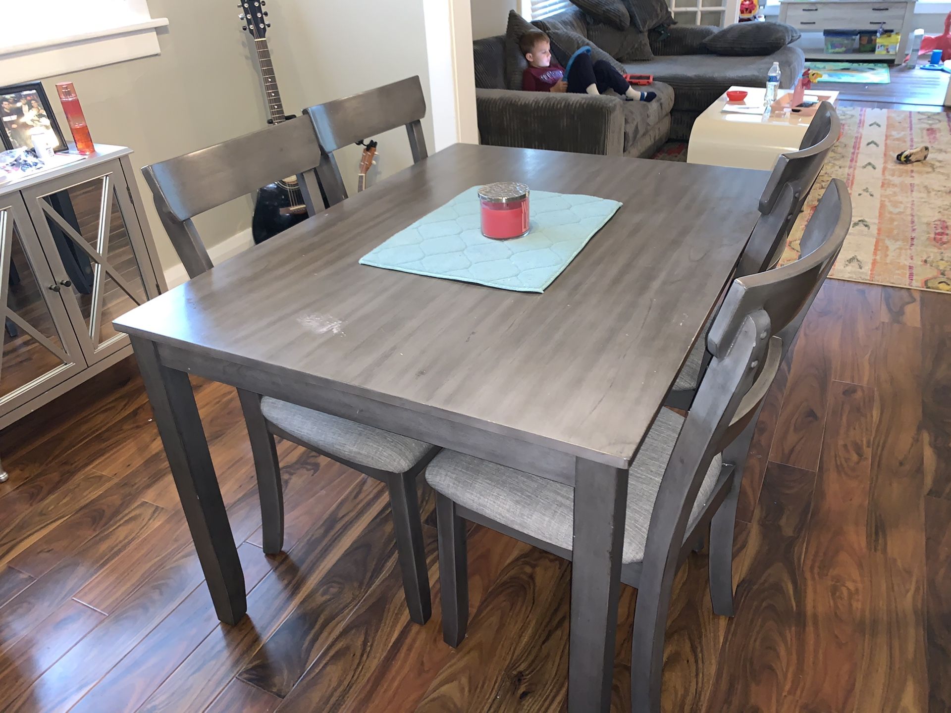 Gray table and 4 chairs