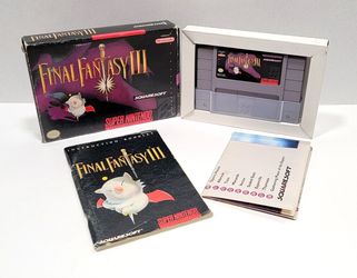 Final Fantasy III 3 | Super Nintendo SNES, COMPLETE CIB, Manual & Map | Tested