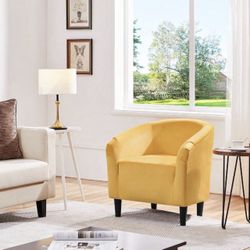 Brand New Barrel Club Accent Chair In Yellow