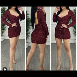 Burgundy Glitter Dress