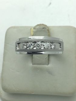 10k White Gold Diamond Wedding Band 1ct tw Round-Cut Size 9 3/4