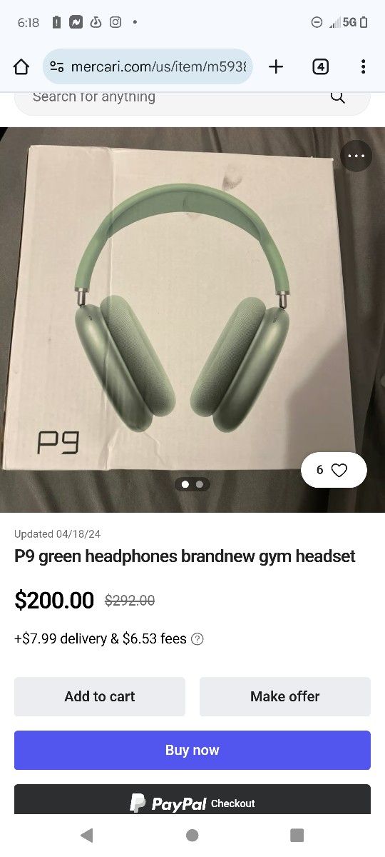 P9 Green Headphones Brand New Gym Headset