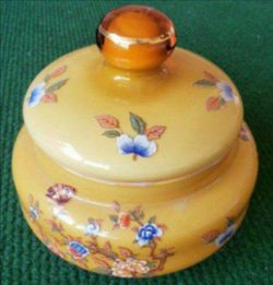 Vintage Candy Jar Amber Color Glass with Flowers 7"X 6.25" Inches  RARE GORGEOUS HIGH-QUALITY PIECE!