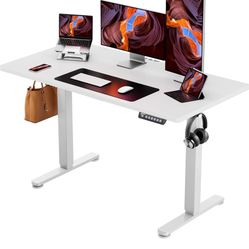 Height Adjustable Electric Standing Desk, 54 x 24 Inches Sit Stand up Desk, Memory Computer Home Office Desk (White)