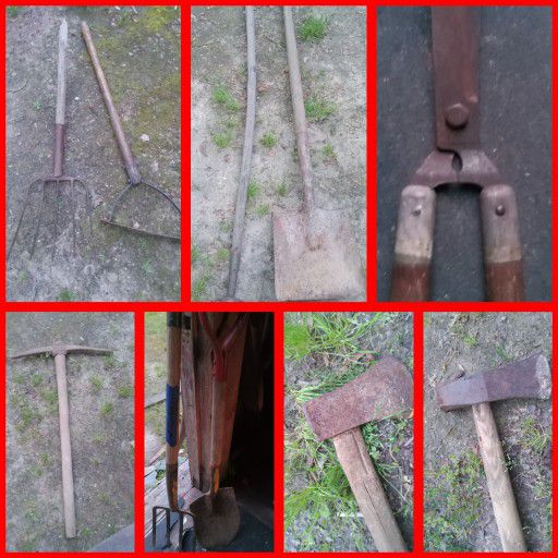 Lots Of Vtg Garden Tools/axes/old Gas Can
