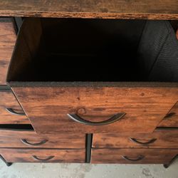 Wood fabric drawer dresser