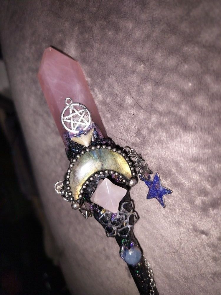Custom Magic Wand. Rose Quarts, Labradorite,