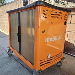 mobiLAB Heavy Duty Industrial Rolling Mobile On Wheels Tool Box Toolbox Cart Workbench  Cabinet Metal  With  Wood Top  And Slide Side Doors 