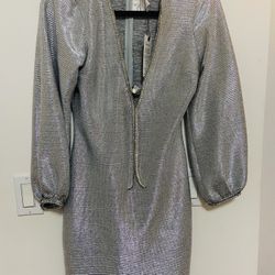 Baccio Couture By Altamirano New Silver Dress 