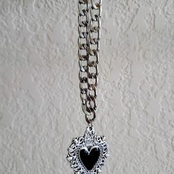 Silver/Black Heart-Shaped Necklace