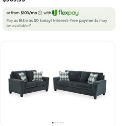 Ashley Abinger Smoke Gray Sofa & Loveseat – Like New